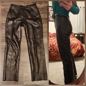 ❤️ SIENA STUDIO GENUINE LEATHER HIGH RISE BROWN STRAIGHT LEG PANTS, 6 (28)